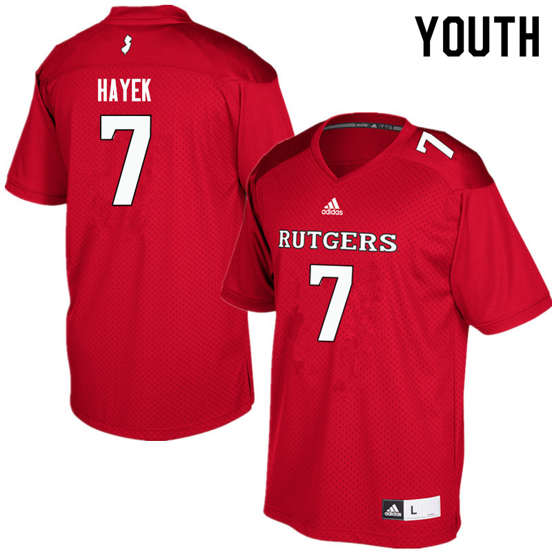 Youth #7 Hunter Hayek Rutgers Scarlet Knights College Football Jerseys Sale-Red - Click Image to Close